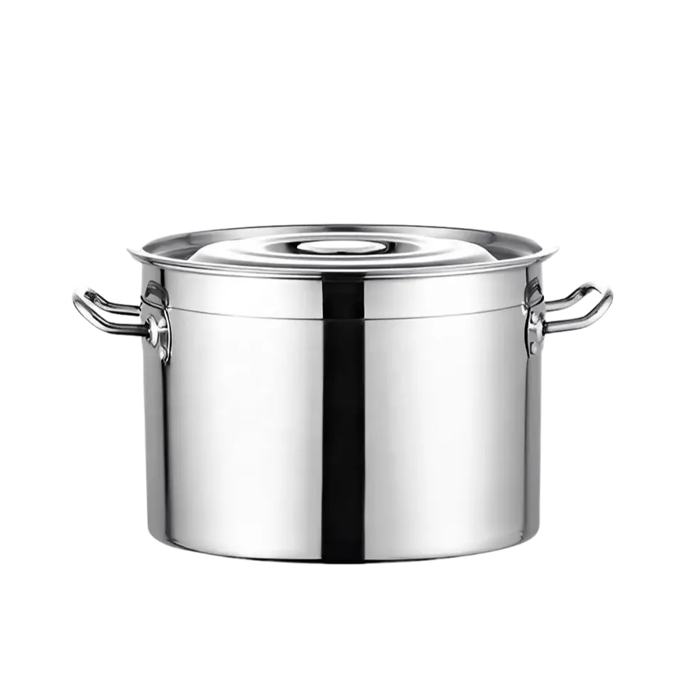 Сверхмощный кухонный горшок из нержавеющей стали, кухонный суп и запас, горшок с крышкой, прочная металлическая посуда