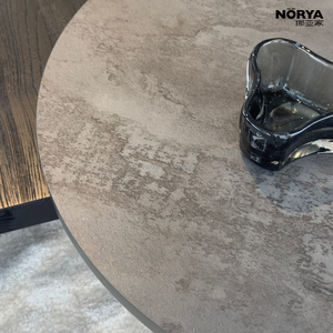 NORYA Modern Round Side <strong>Table</strong> Durable HPL Top with Elegant <strong>Black</strong> Metal Base <strong>Small</strong> Coffee <strong>Table</strong> for Living Room \u0026 Bedroom - Product Image 3