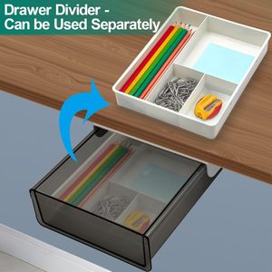 Modern Double <b>Drawer</b> Under Desk <b>Storage</b> Box High Quality ABS <b>Plastic</b> Office Household Organizer - Product Image 3