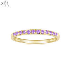2025 Hot Selling 18K Solid <b>Yellow</b> Gold Ring Natural Amethyst Ring Jewelry Stackable Ring Set for Women' s Gift - Product Image 2