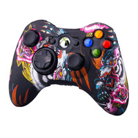 Housse de protection en silicone colorée pour la console de jeu Xbox 360, manette, impression par transfert d'eau, coque en caoutchouc souple