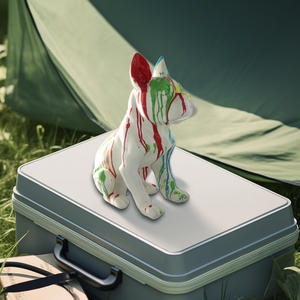 <span class=keywords><strong>Statue</strong></span> de chien <span class=keywords><strong>bouledogue</strong></span> <span class=keywords><strong>anglais</strong></span> en résine de conception artistique personnalisée, hauteur 7.4 pouces résine avec gouttes de peinture décoration extérieure - Product Image 4