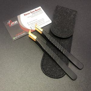 Pinzas de extensión de pestañas de Oro Negro OEM personalizables profesionales Punta puntiaguda de acero inoxidable sostenible - Product Image 6