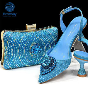 Bestway <span class=keywords><strong>Chaussures</strong></span> à Talons Hauts Personnalisables pour Femmes, Ensemble Sac et <span class=keywords><strong>Chaussures</strong></span> de Luxe à Strass pour <span class=keywords><strong>Mariage</strong></span>, Soirée, Fête - Product Image 3