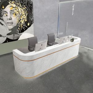 Mostrador de Recepción para Salón de Uñas, Diseño de Lujo <span class=keywords><strong>en</strong></span> Dorado <span class=keywords><strong>y</strong></span> Blanco, Mueble de Alta Calidad para Uso Comercial, Gran <span class=keywords><strong>Venta</strong></span> - Product Image 2