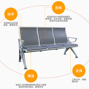 Sillas de Espera para Aeropuerto Yijiahao de Cuatro Plazas, Asientos de Aluminio con Tapicería de PU, Asientos Públicos en Fila - Product Image 5