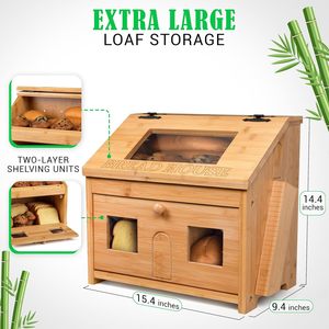 กล่องขนมปังไม้ไผ่ วังคัง 3 ชั้น พร้อมเขียงสำหรับจัดเก็บบนเคาน์เตอร์ครัว - Product Image 5
