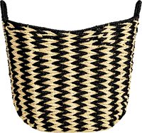 Panier de rangement en corde de papier tressée moderne carré en zigzag, noir et naturel, pour étagère, buanderie, organisateur domestique - Vente en gros