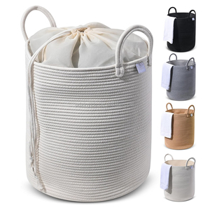 Cesta de ropa para guardería barata personalizada al por mayor, cesta de juguete para bebés, cesta de almacenamiento de cuerda de algodón para mantas, almohadas, ropa - Product Image 1