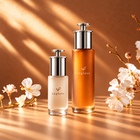 Emballage cosmétique en verre givré de luxe avec logo personnalisé, directement de l'usine, pour sérum et huile essentielle, flacon compte-gouttes à bouton poussoir
