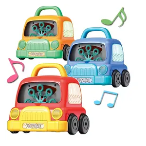 Mainan sabun cair bentuk mobil kartun, mainan mesin peniup gelembung musik ringan, mainan mesin gelembung pesta luar ruangan