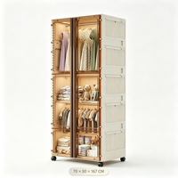 Grande armoire pliable en plastique avec roulettes, tringle à vêtements et étagère amovible – Organisateur de rangement pour vêtements à domicile pour chambre à coucher