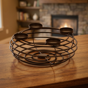 Chaman India Handmade Iron Advent <b>Wreath</b> Pillar Candle Holders for Home Decoration - Product Image 2