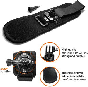 Крепление на запястье с поворотом на 360 градусов для GoPro Hero 13 12 11 10 9 8 7, DJI Osmo Action 6 5Pro 4 3, Insta360 Ace <span class=keywords><strong>Pro</strong></span> 2 <span class=keywords><strong>GO</strong></span> 3S - Product Image 4