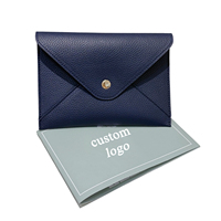 Porte-cartes de Mahjong structuré en cuir pleine fleur avec impression de logo, type enveloppe