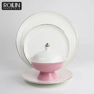 Assiette en porcelaine or blanc assiettes personnalisées vaisselle de Restaurant, tartes en céramique vaisselle de service pour la restauration