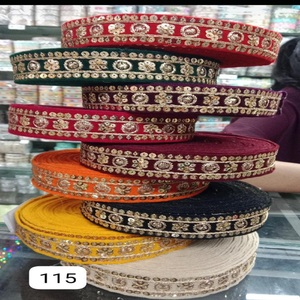 Tissu satiné brodé sur mesure, écologique, résistant à l'eau, pour saris et lehengas, motifs complexes, décoratif cousu - Product Image 4