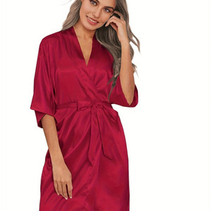 Women's Satin Kimono <strong>Robes</strong> Bridesmaid Wedding <strong>Robes</strong> Silky Bathrobes Summer Loungewear - Product Image 4
