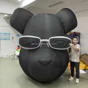 Pubblicità gonfiabile testa di cane nero modello gonfiabile cartone animato palloncino per la decorazione di eventi