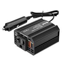 Convertisseur d'alimentation portable pour voiture 150W 12V DC vers 110V/220V AC avec prise EU et chargeur rapide USB Type-C