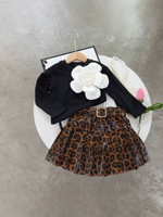 Ensemble deux pièces pour filles, style coréen tendance, automne/hiver, chemise à manches longues en coton à fleurs et jupe
