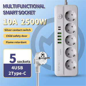 مقبس شحن كهربائي شائع 6/خط طاقة متعدد من خلال <span class=keywords><strong>PL</strong></span> DE EU m سلك تمديد USB شريط طاقة منفذ شحن كهربائي - Product Image 5