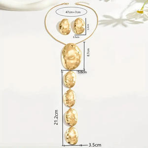 2025 Nieuwe Aanwinst Nieuwe Modieuze Ovale Oorbellen Lange Y-vormige Ketting Trui Ketting Retro Lange Hanger Geometrische Kettingen Set - Product Image 5