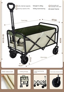Chariot de camping tout-terrain, chariot à tirer avec côtés en maille pour le transport d'équipement, chariots de courses - Product Image 3