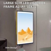 Bingkai Foto LED Lightbox Aluminium Ultra Tipis Ukuran Besar, Dioperasikan dengan Baterai, dengan Lampu Latar Kecerahan Tinggi untuk A2/A1 50x70 60x90