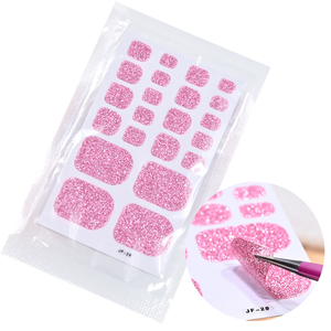 22 conseils rouge Gel orteil ongle autocollant paillettes paillettes couleur pas de cuisson pédicure auto-adhésif ongle autocollant pied ongles enveloppes - Product Image 5
