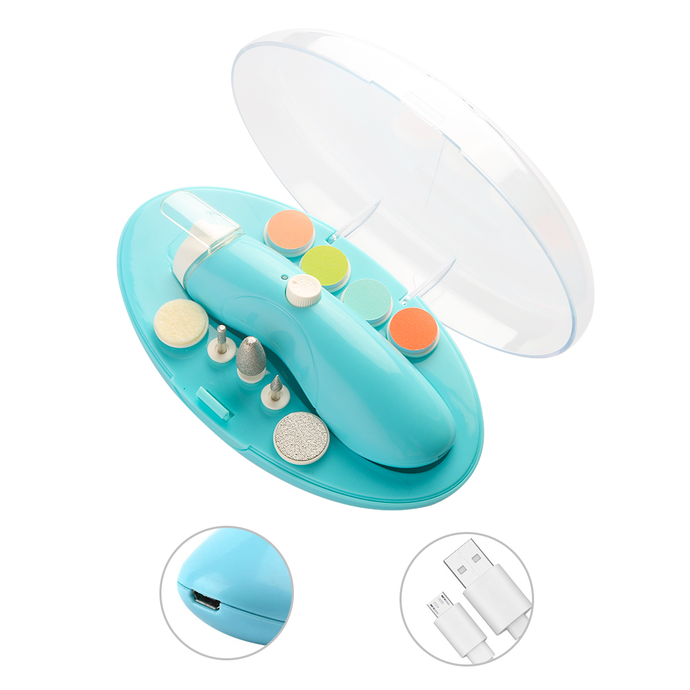 Baby Nail Trimmer with Light, Sky Blue Electric USB Baby Nail Trimmer, Safe Baby Nails File for Newborn to Toddler Toes