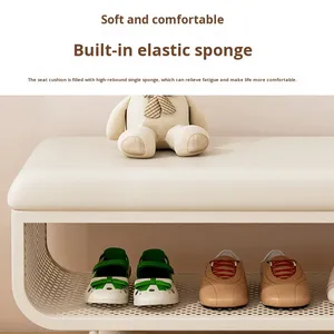 Sgabello Portascarpe in Metallo per Ingresso <span class=keywords><strong>con</strong></span> Vano Portaoggetti, Design Lussuoso per Corridoio e Entrata - Product Image 3