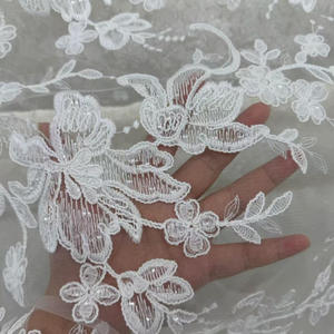 Nouveau Tissu en Dentelle Brodé Blanc à Grandes Fleurs Élégant 2026 pour Robe <span class=keywords><strong>de</strong></span> Mariée - Product Image 6