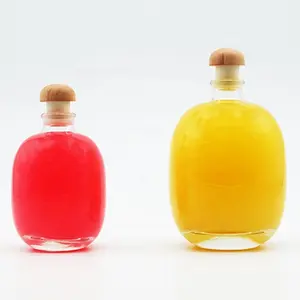 Popular Design Mushroom Shape Round Glass Bottle Airtight 250ML 500ML Wine Liquor With Wooden Top Cork