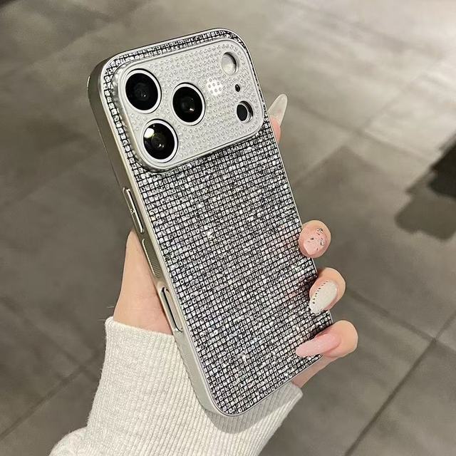 Luxury Diamond Camera Protection and Chrome Bumper Cover Shell for iPhone 13 14 15 16 17 Plus Pro Max Mini Mobile Phone Case