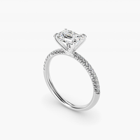 Bague de fiançailles solitaire pavée à quatre griffes en émeraude de 0,5 à 3 carats, diamant de laboratoire cultivé, or massif 14K/18K, certifié IGI, CVD/HPHT, personnalisable