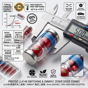ZMM5V1 SOD-80 zener <strong>diodes</strong> application Single 2.8V~3.2V 500mW <strong>3v</strong> smd LL4148 Switching <strong>Diode</strong> - Product Image 1