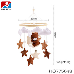 Mobile per Culla Neonato con Coniglio all'Uncinetto, Orso Bruno, Elementi del Regno Animale e Nuvole, con Stelle in Legno, Luna e Nuvole, Campanello Morbido per la Cameretta - Product Image 4