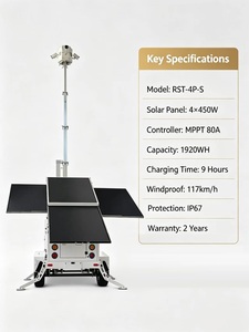 Système de surveillance extérieur mobile avec caméra PTZ rétractable sur remorque solaire, étanche IP67, capacité de puissance 19200 Wh - Product Image 2