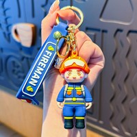 Regalos creativos de goma hombres y mujeres exquisitos personajes de dibujos animados Fuerza Policía Bomberos Doctor Soldado Llavero