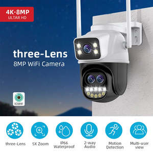 Icsee กล้องวงจรปิด8MP ความละเอียด4K HD สามเลนส์ซูม6MP 3K, กล้อง CCTV มอนิเตอร์วิดีโอ5X มองเห็นกลางคืนควบคุมระยะไกลสองหน้าจอสำหรับใช้ในบ้านกลางแจ้ง - Product Image 6
