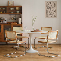 Chaise de salle à manger moderne en rotin PE, cadre en métal, pieds en nœud, chaise de salle à manger, vente en gros