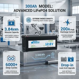Batería LiFePO4 de 12.8V 300Ah 3840Wh, la más vendida y aplicable para almacenamiento de energía fotovoltaica en África, con más de 6000 ciclos profundos y BMS inteligente - Product Image 6
