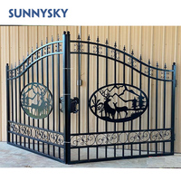Portail battant en fer forgé personnalisé Sunnysky, portails automatiques pour allées de villas à prix raisonnable
