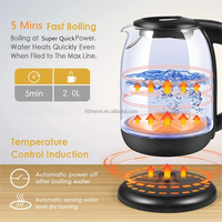 Bouilloire électrique en verre à haute teneur en Borosilicate, avec Base rotative à 360 °