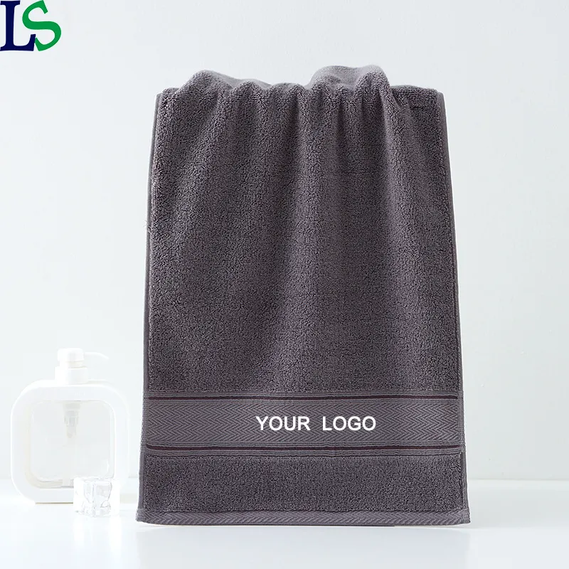 Hot Selling Home Use Bathroom Hand Face Towel Salon Dark Grey 100% Cotton Hair Towels With Embroidered Logo
