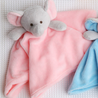 Cadeau pour enfant, adorable couverture en peluche pour bébé, éléphant bleu, doudou, serviette de confort pour bébé