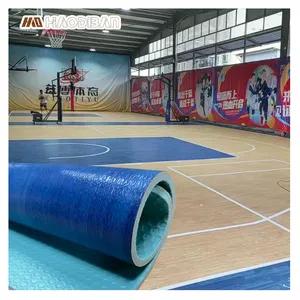 Многоцветная 4,5 мм Кленовая древесина ПВХ губка Спортивная плитка для пола ролл пиклбол бадминтон баскетбольный пол