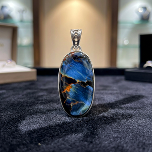 Colgante Ovalado de Plata con Engaste de Pietersita Azul Natural, Joyería Clásica Hecha a Mano en Plata de Ley 925 para Mujer - Product Image 3