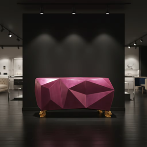 ตู้ไซด์บอร์ดทรงเหลี่ยมทันสมัยเคลือบเงาสูง สำหรับห้องรับประทานอาหารส่วนตัวของร้านอาหารมิชลิน และตกแต่งทางเข้าวิลล่าสไตล์อาร์ตเดโค - Product Image 2